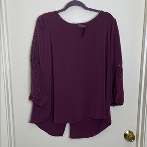 Market & Spruce Deep Purple Blouse with Sleeve Cutouts